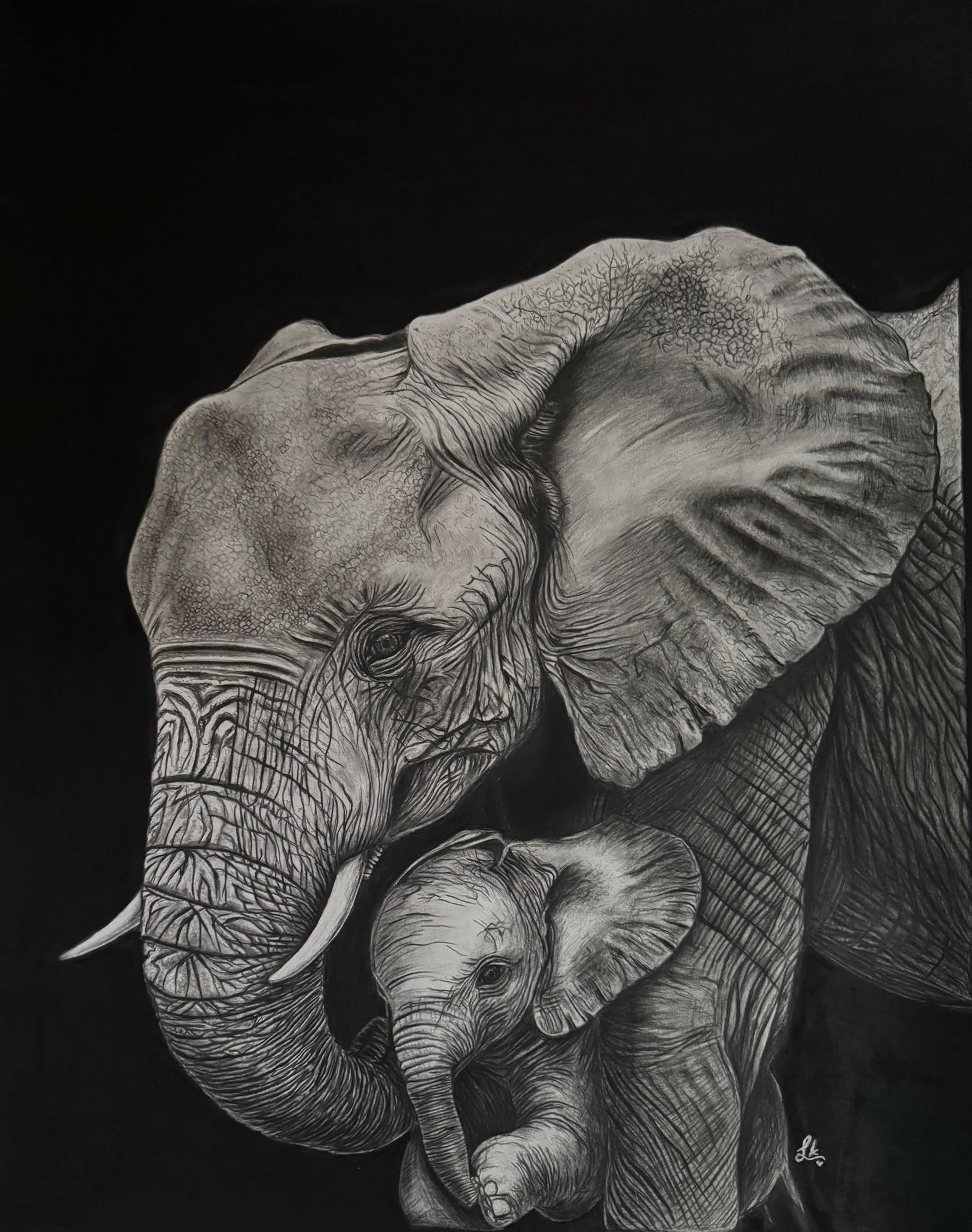 Mother and Calf — artwork by Lakshmi Sridhar