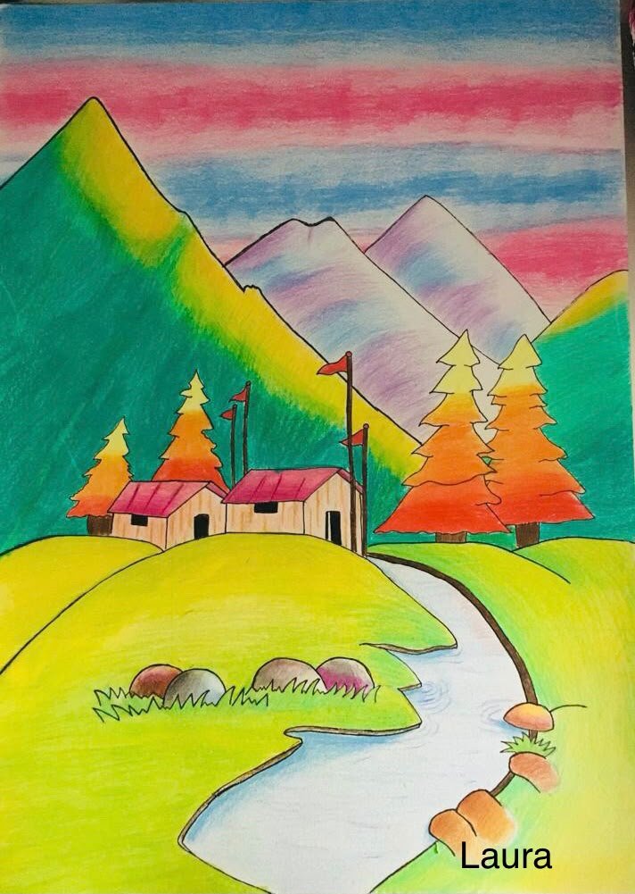 Mountain Village — student Christmas card, 2026
