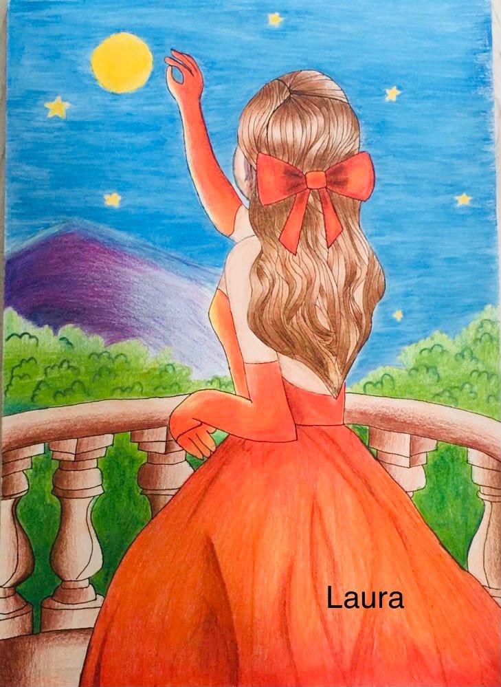Reaching for the Moon — student Christmas card, 2026